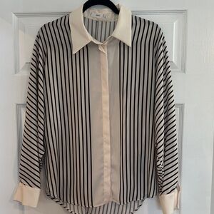 Striped Black and Cream Blouse Mango